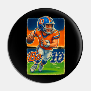 Bo Nix Denver QB Cartoon Caricature Shirt Design Pin