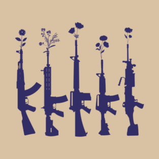Make Peace - Guns and Flowers Anti-War Design T-Shirt