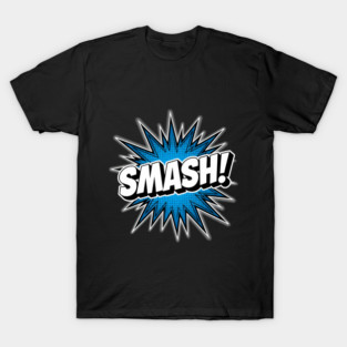 Comic Style Smash Text with Blue Burst for Action Fans Funny T-Shirt