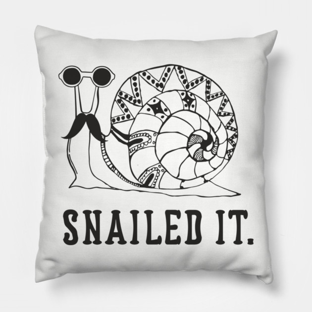 Snailed It Lazy Mellow Mood Snail Pun Pillow by Anticorporati