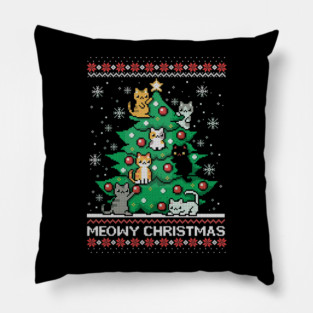 Meowy Christmas ugly Christmas sweater Pillow