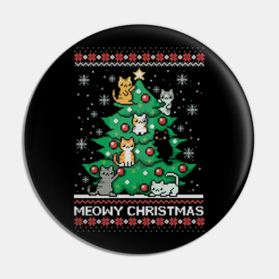 Meowy Christmas ugly Christmas sweater Pin
