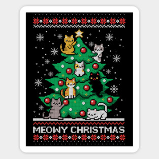 Meowy Christmas ugly Christmas sweater Magnet
