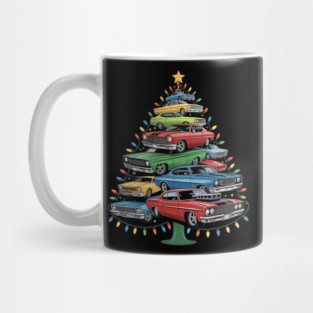 Car Madness Christmas Tree! Classic Muscle Cars and Hotrods Mug