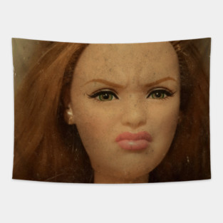 Disgusting Doll Face Meme Tapestry