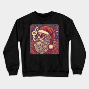 Cool Santa Claus Smoking Weed Marijuana 420 Christmas Hippie Crewneck Sweatshirt