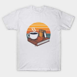 vintage Sunrise Reading books coffee T-Shirt