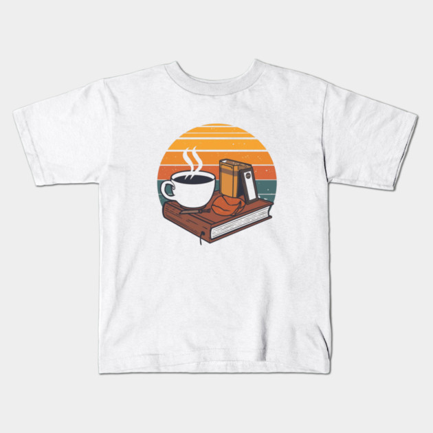 vintage Sunrise Reading books coffee Kids T-Shirt by SR8891