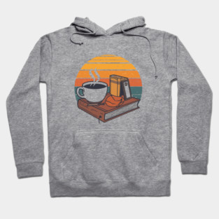 vintage Sunrise Reading books coffee Hoodie