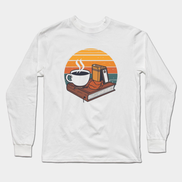 vintage Sunrise Reading books coffee Long Sleeve T-Shirt by SR8891
