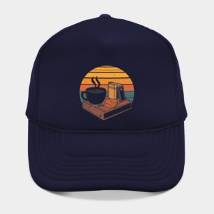 vintage Sunrise Reading books coffee Hat