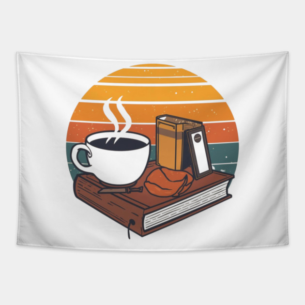 vintage Sunrise Reading books coffee Tapestry by SR8891
