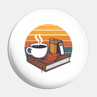 vintage Sunrise Reading books coffee Pin