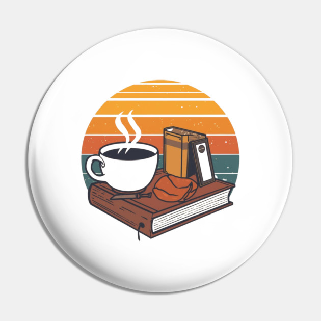 vintage Sunrise Reading books coffee Pin by SR8891