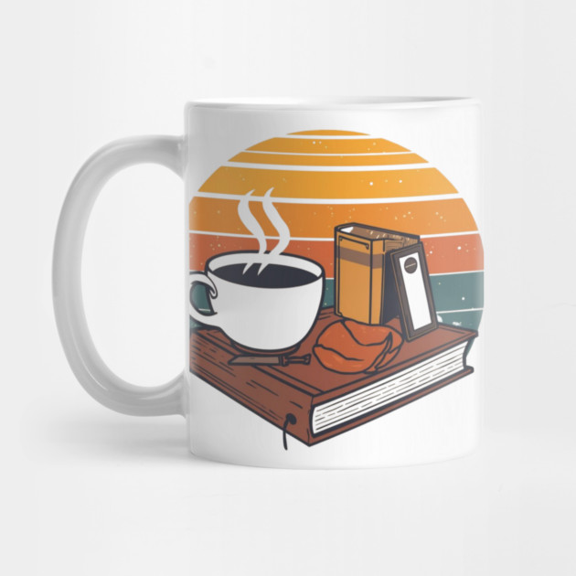 vintage Sunrise Reading books coffee by SR8891