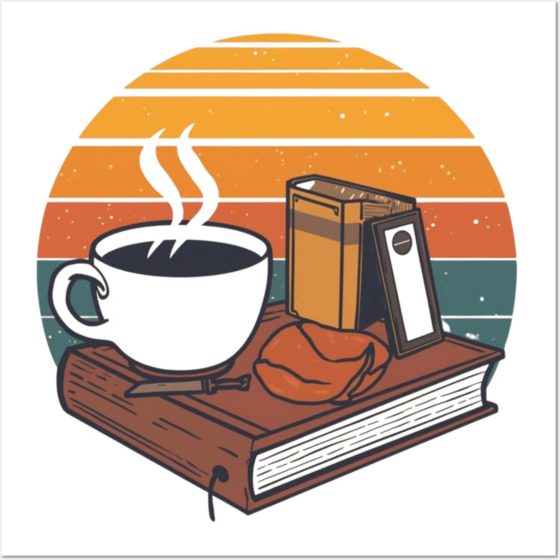 vintage Sunrise Reading books coffee Wall Art by SR8891