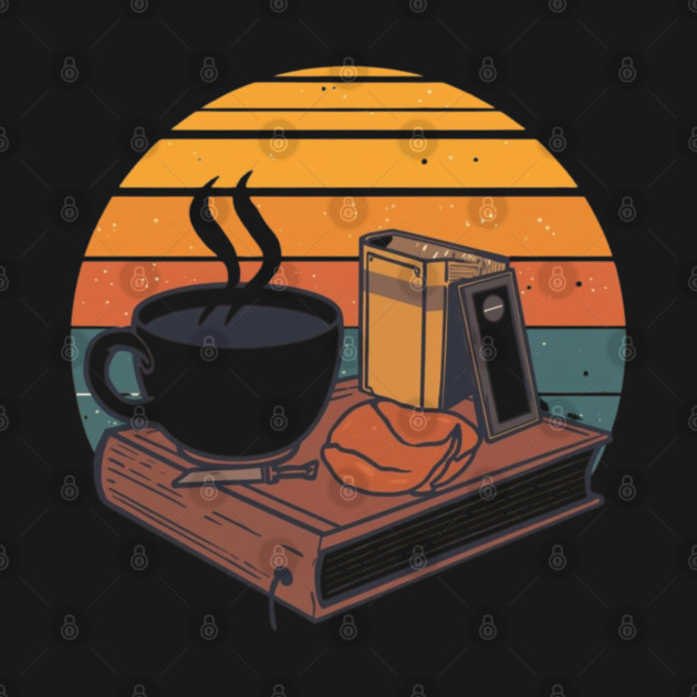 vintage Sunrise Reading books coffee by SR8891
