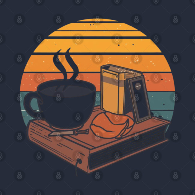 vintage Sunrise Reading books coffee by SR8891