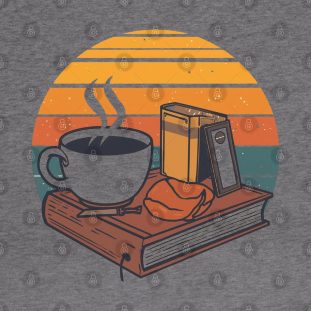vintage Sunrise Reading books coffee by SR8891
