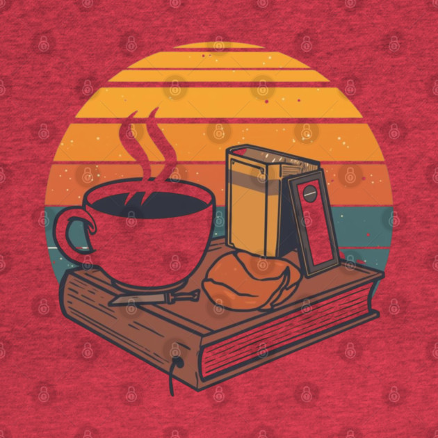 vintage Sunrise Reading books coffee by SR8891