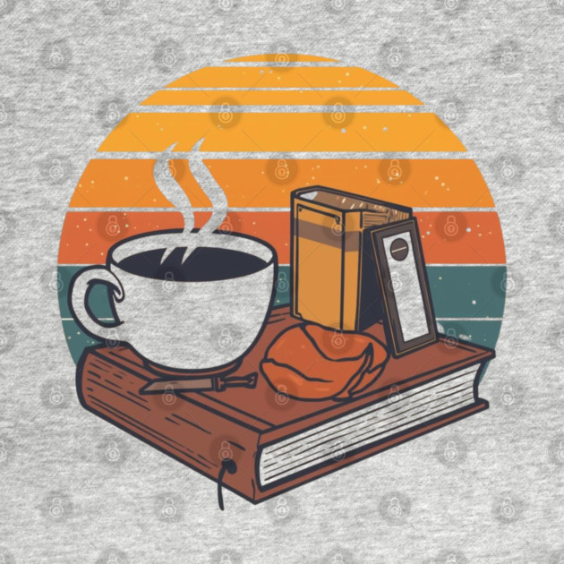 vintage Sunrise Reading books coffee by SR8891