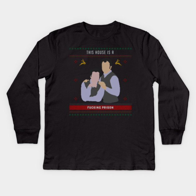 This House is a Prison Ugly Christmas Sweater Kids Long Sleeve T-Shirt by Tv Moments