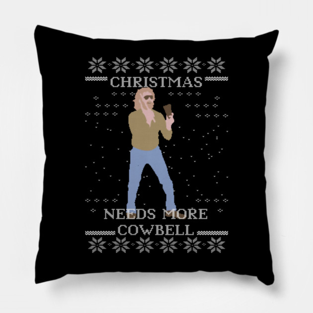 Needs More Cowbell Ugly Christmas Sweater Pillow by Tv Moments