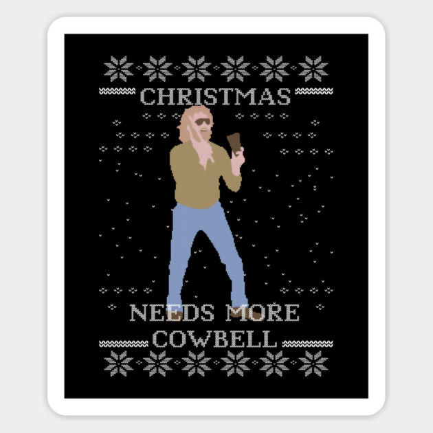 Needs More Cowbell Ugly Christmas Sweater Magnet by Tv Moments