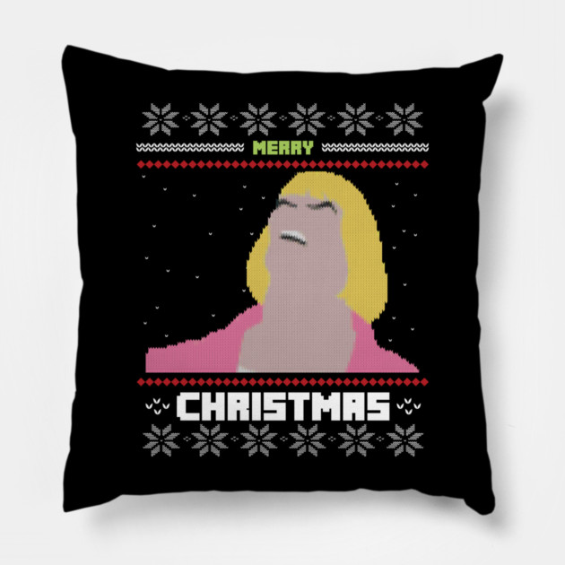 Heman Ugly Christmas Sweater Pillow by Tv Moments