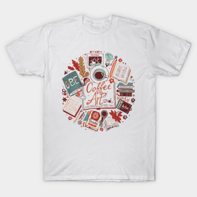 Study Desk Essentials Coffee & Books T-Shirt by SR8891