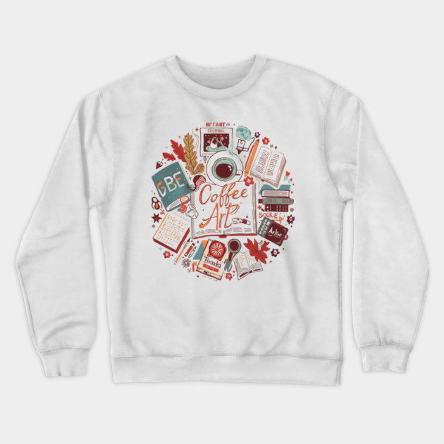Study Desk Essentials Coffee & Books Crewneck Sweatshirt by SR8891