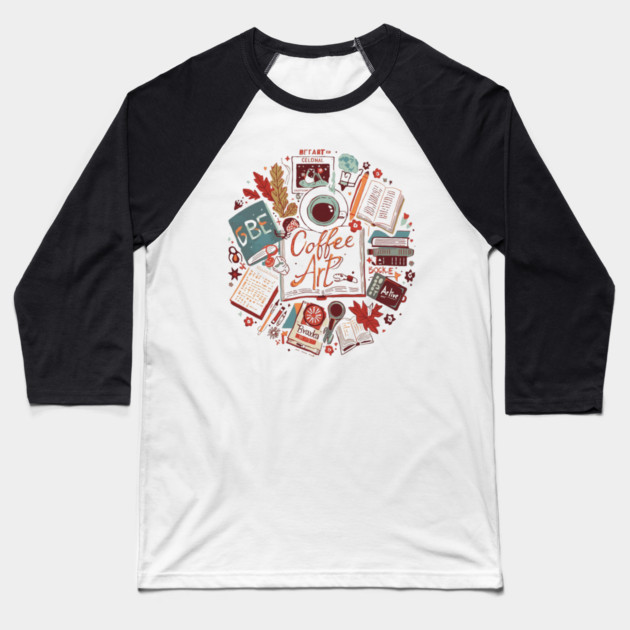 Study Desk Essentials Coffee & Books Baseball T-Shirt by SR8891