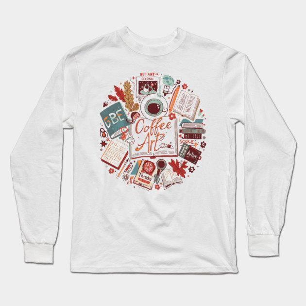 Study Desk Essentials Coffee & Books Long Sleeve T-Shirt by SR8891