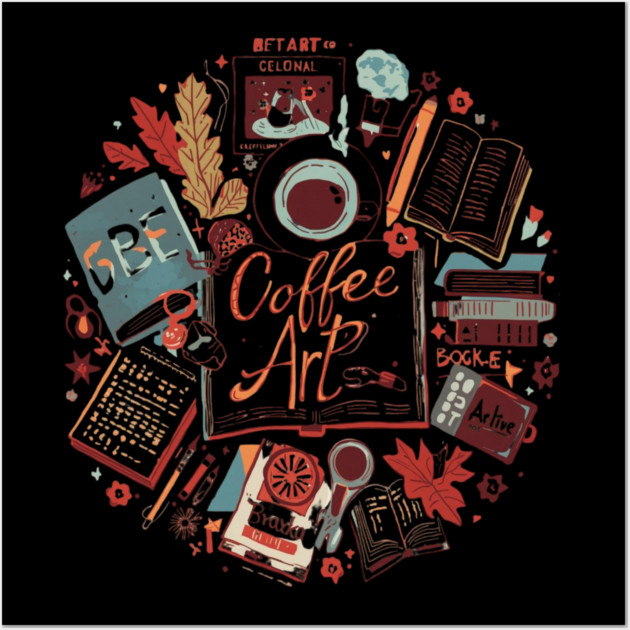 Study Desk Essentials Coffee & Books Wall Art by SR8891