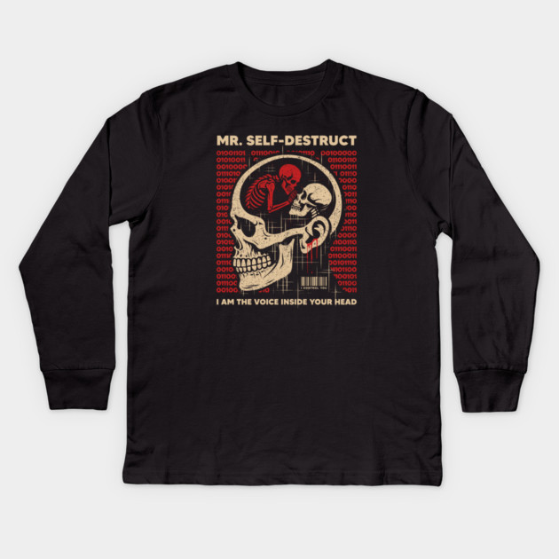 Mr. SELF-DESTRUCT Kids Long Sleeve T-Shirt by artslaves