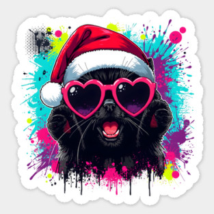 Meowy Christmas Black Cat – Festive Cat Lover Sticker