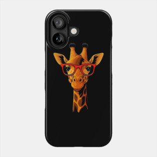 Stylish Giraffe with Red Glasses Art Phone Case