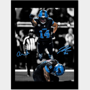 Vintage Amon-Ra St. Brown và Jahmyr Gibbs Spiderman&Superman Celebration Detroit Football Posters and Art