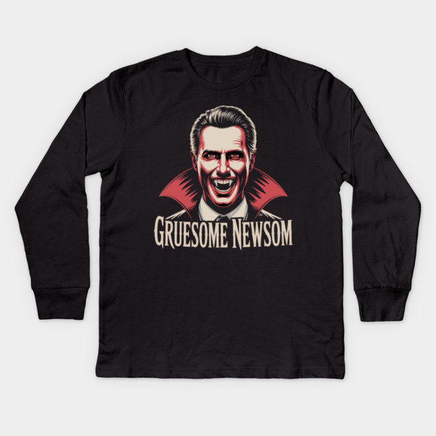 Gruesome Newsom Vampire Kids Long Sleeve T-Shirt by Cosmo Gazoo