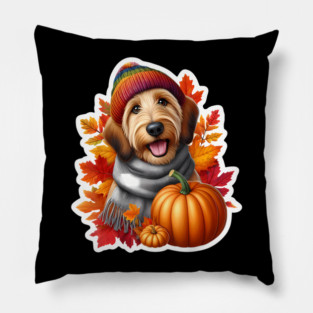 Autumn Fall Otterhound Dog Owner Thanksgiving Mom Dad Cozy Pillow
