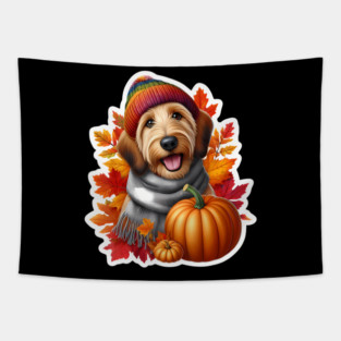 Autumn Fall Otterhound Dog Owner Thanksgiving Mom Dad Cozy Tapestry