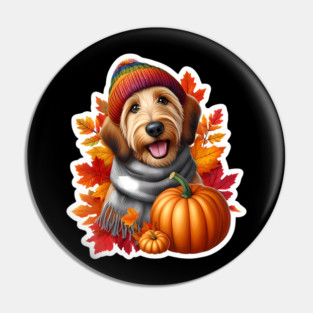 Autumn Fall Otterhound Dog Owner Thanksgiving Mom Dad Cozy Pin