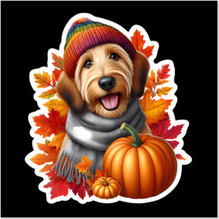 Autumn Fall Otterhound Dog Owner Thanksgiving Mom Dad Cozy Posters and Art