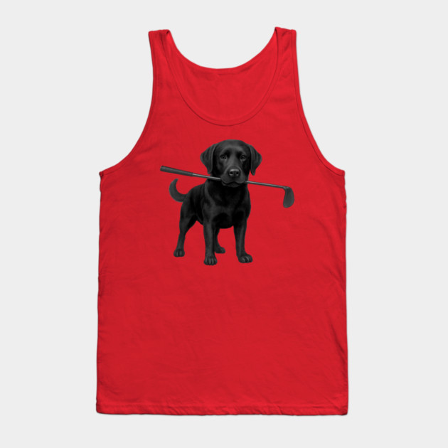 Black Lab Golfer – Funny Dog Lover Golf Gift, Labrador Retriever Art Tank Top by DonWillisJrArt