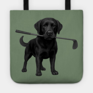 Black Lab Golfer – Funny Dog Lover Golf Gift, Labrador Retriever Art Tote