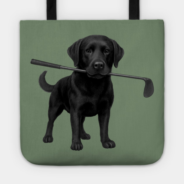 Black Lab Golfer – Funny Dog Lover Golf Gift, Labrador Retriever Art Tote by DonWillisJrArt