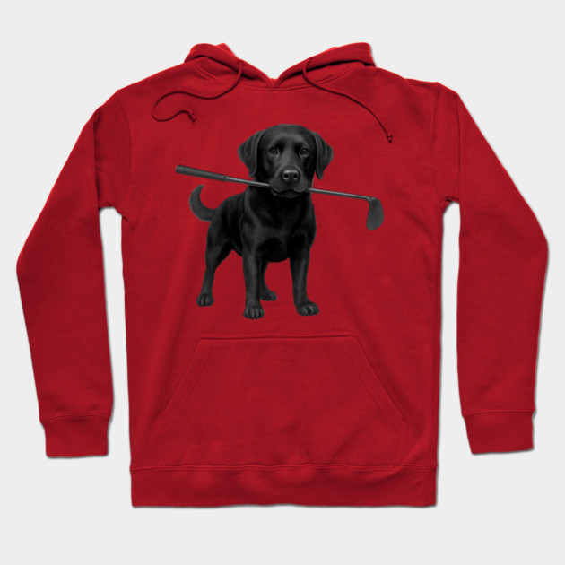 Black Lab Golfer – Funny Dog Lover Golf Gift, Labrador Retriever Art Hoodie by DonWillisJrArt