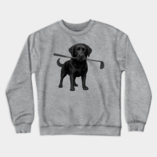 Black Lab Golfer – Funny Dog Lover Golf Gift, Labrador Retriever Art Crewneck Sweatshirt