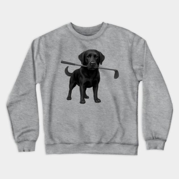 Black Lab Golfer – Funny Dog Lover Golf Gift, Labrador Retriever Art Crewneck Sweatshirt by DonWillisJrArt