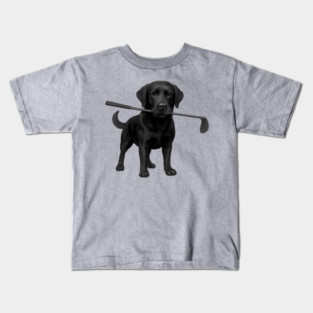 Black Lab Golfer – Funny Dog Lover Golf Gift, Labrador Retriever Art Kids T-Shirt